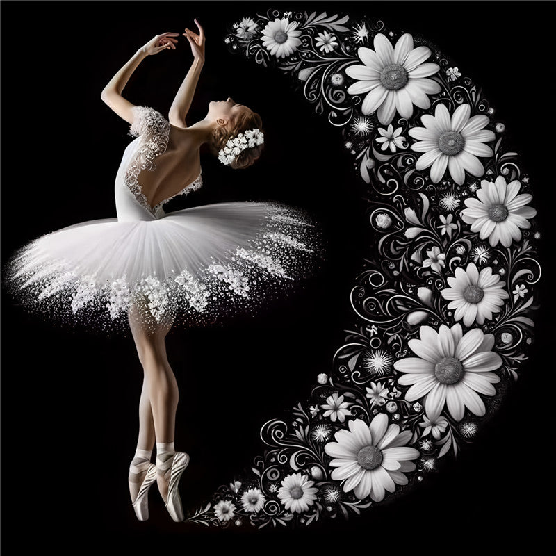 Daisy Flower Ballerina - Full Round Drill Diamond Painting 40*40CM