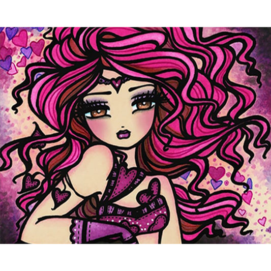 Pink Girl - Full Round Drill Diamond Painting 50*40CM