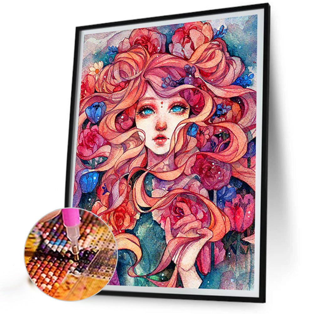 Flower Girl - Full Round Drill Diamond Painting 40*50CM