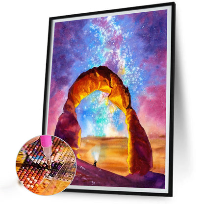 Stone Gate Under The Aurora - Full AB Square Drill Diamond Painting 40*50CM