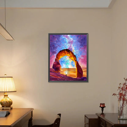 Stone Gate Under The Aurora - Full AB Square Drill Diamond Painting 40*50CM