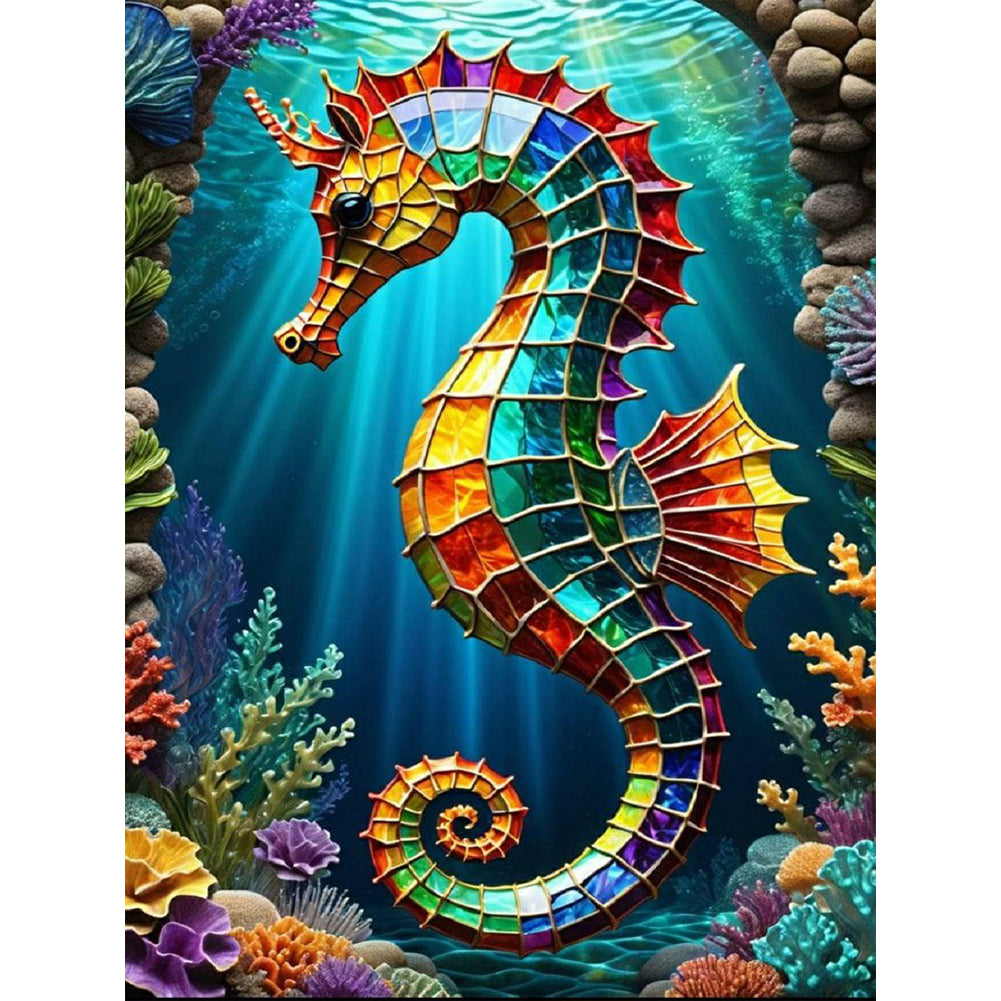 Colorful Sea Horse - Full Round Drill Diamond Painting 30*40CM
