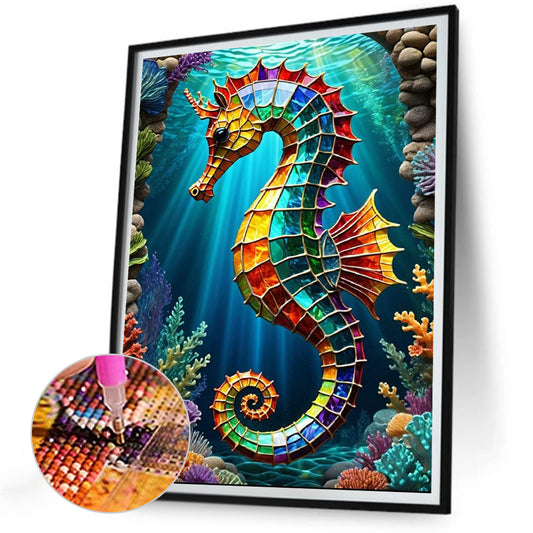 Colorful Sea Horse - Full Round Drill Diamond Painting 30*40CM