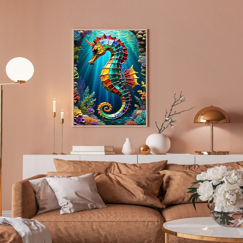Colorful Sea Horse - Full Round Drill Diamond Painting 30*40CM