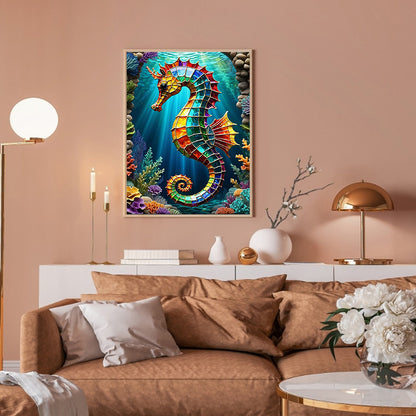 Colorful Sea Horse - Full Round Drill Diamond Painting 30*40CM