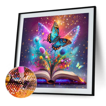 Butterfly On Book - Full Round Drill Diamond Painting 30*30CM