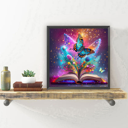 Butterfly On Book - Full Round Drill Diamond Painting 30*30CM