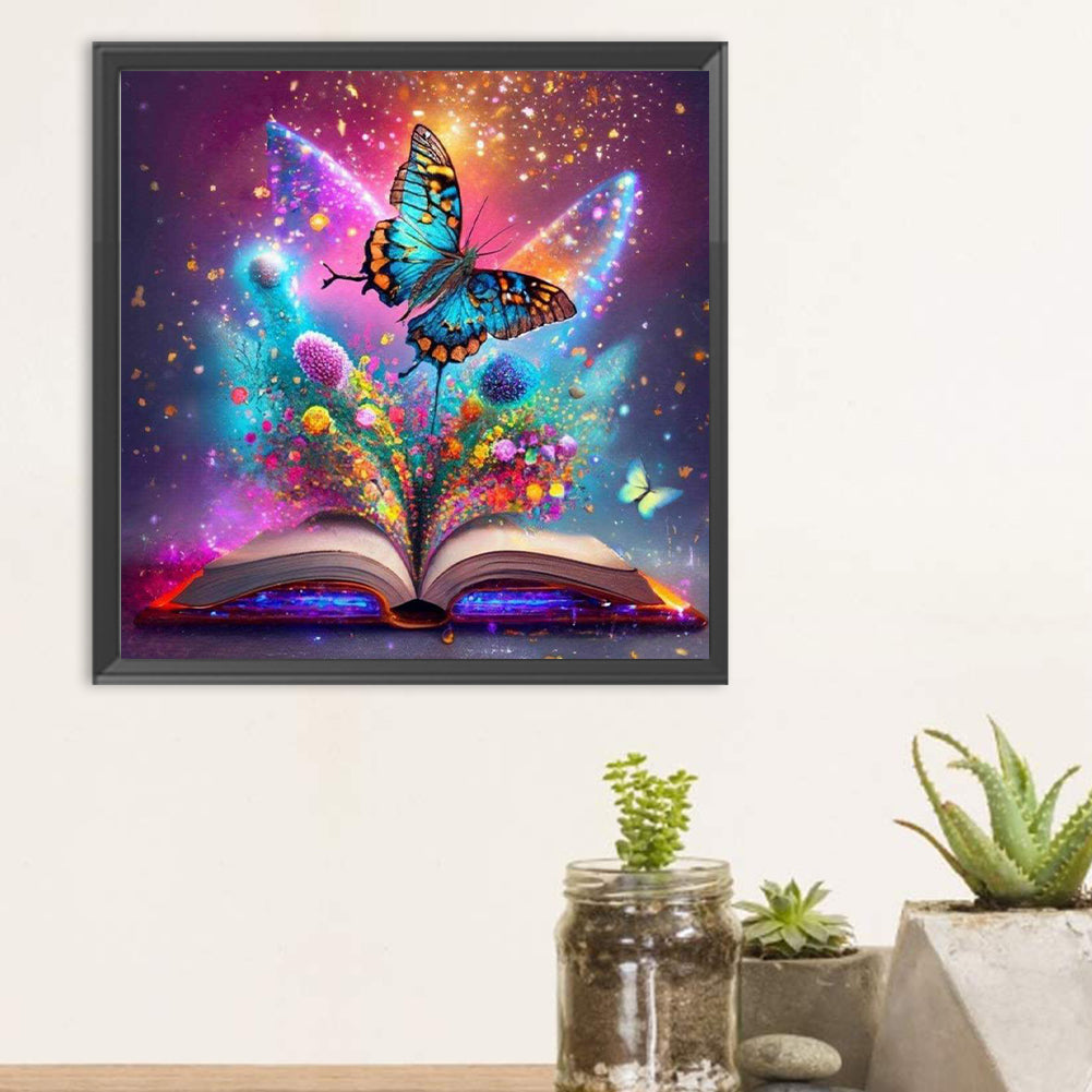 Butterfly On Book - Full Round Drill Diamond Painting 30*30CM