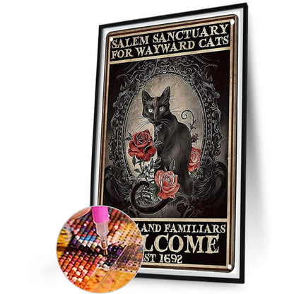 Rose From Black Cat - Full Square Drill Diamond Painting 40*60CM