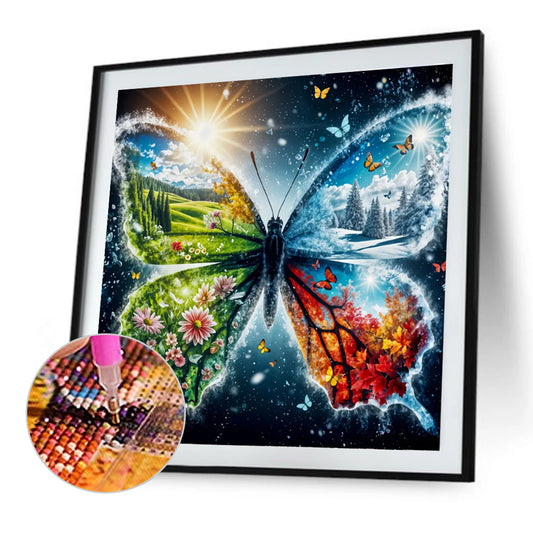 Four Seasons Butterfly - Full Round Drill Diamond Painting 30*30CM