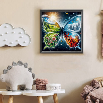 Four Seasons Butterfly - Full Round Drill Diamond Painting 30*30CM