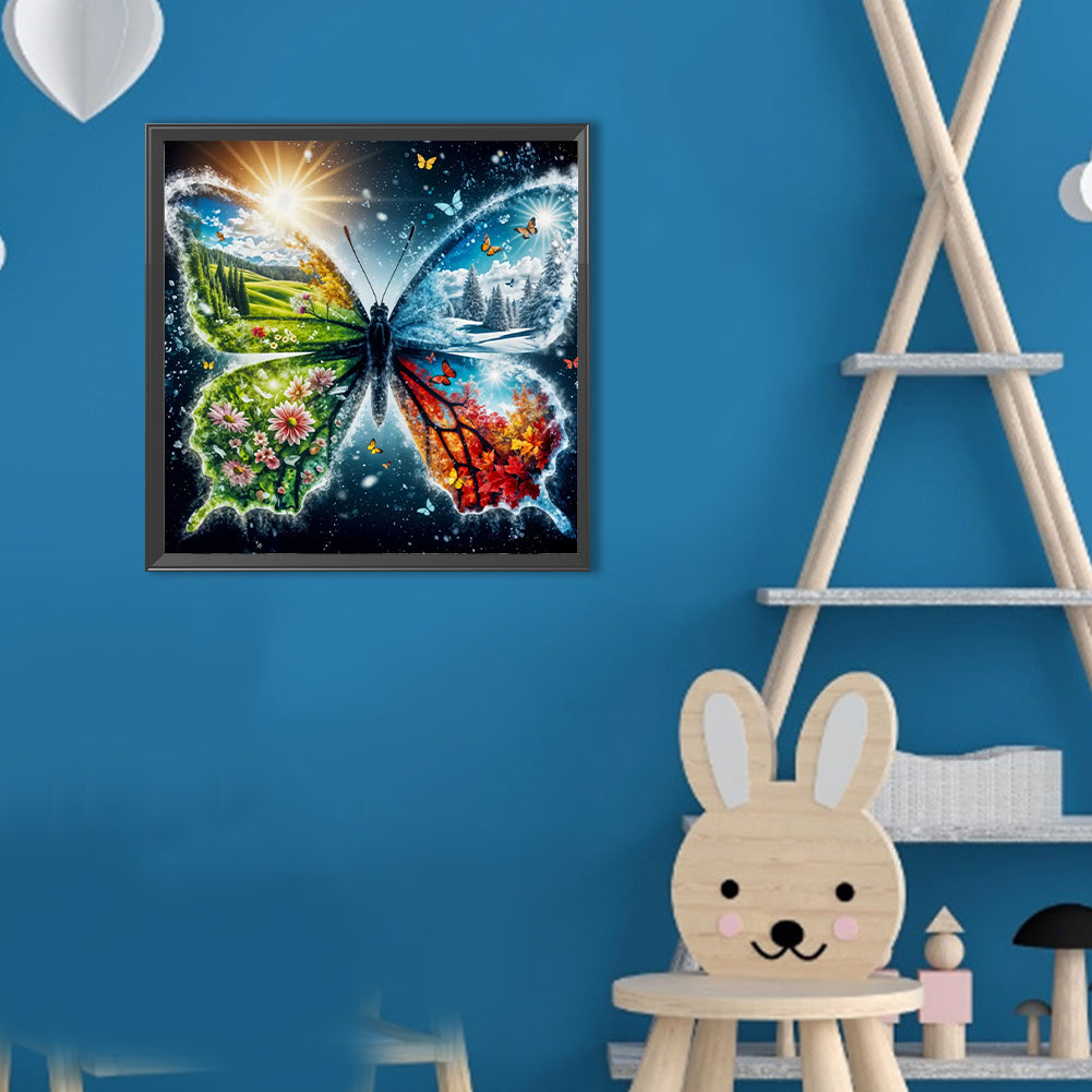 Four Seasons Butterfly - Full Round Drill Diamond Painting 30*30CM