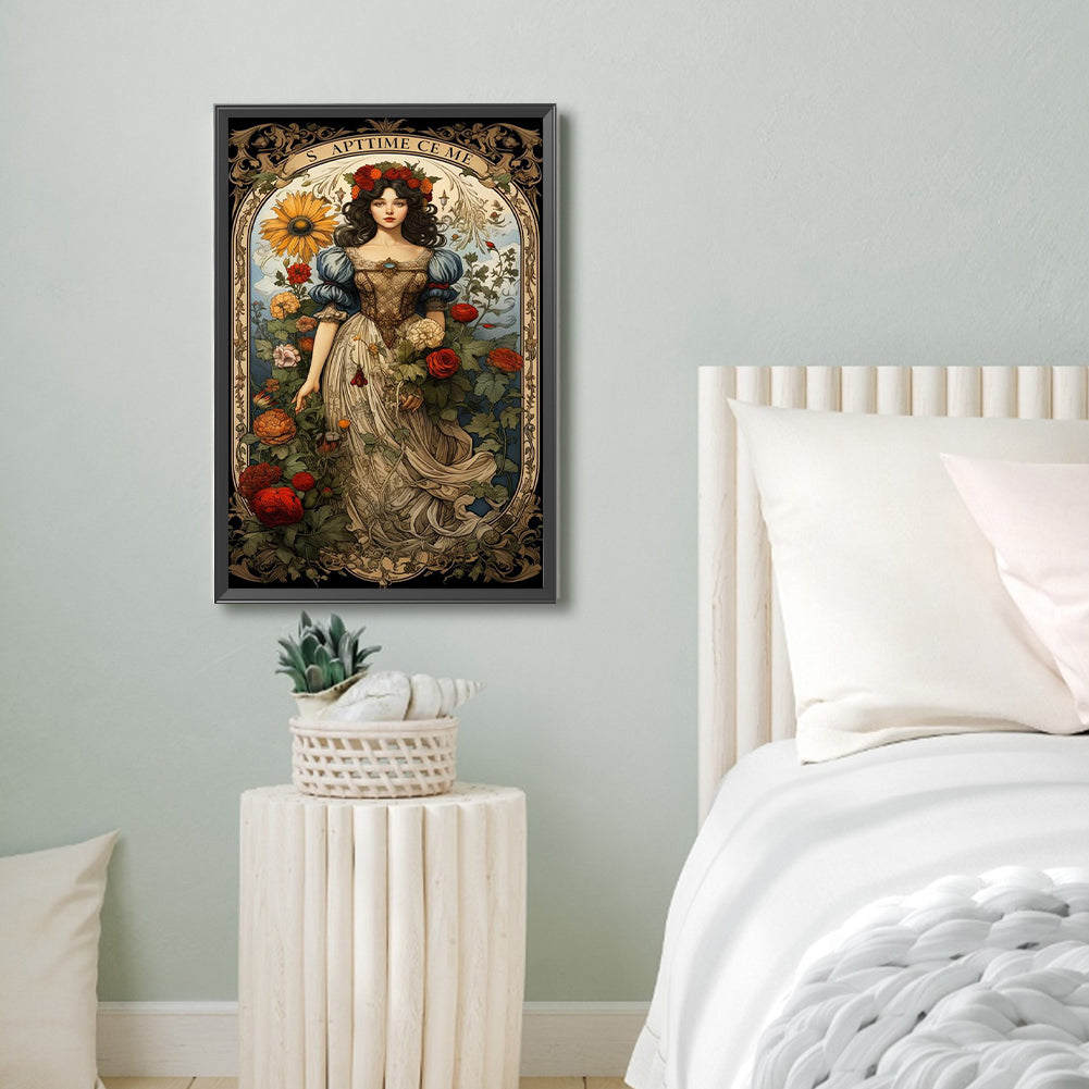 Black-Haired Goddess - Full Round Drill Diamond Painting 40*60CM