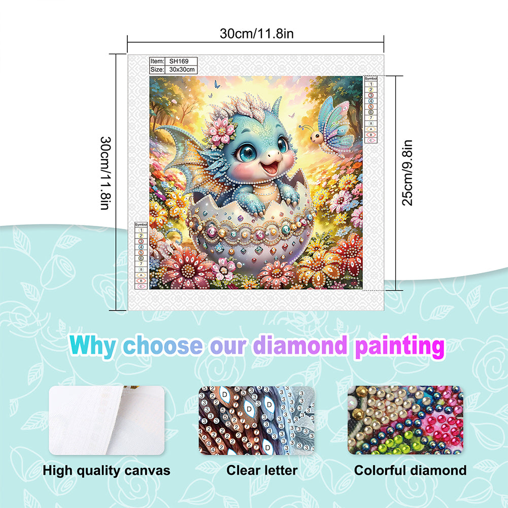 Easter Egg Dinosaur - Special Shaped Drill Diamond Painting 30*30CM