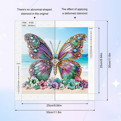 Beach Butterfly - Special Shaped Drill Diamond Painting 30*30CM