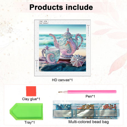 Beach Shell Tea Set - Special Shaped Drill Diamond Painting 30*30CM