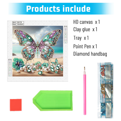 Beach Butterfly - Special Shaped Drill Diamond Painting 30*30CM