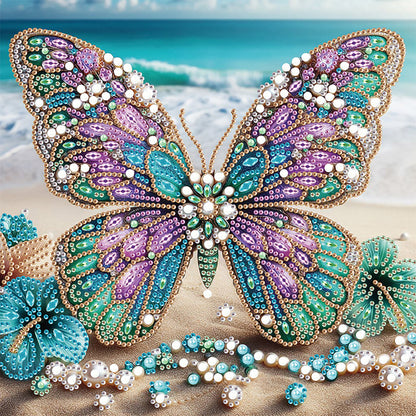 Beach Butterfly - Special Shaped Drill Diamond Painting 30*30CM