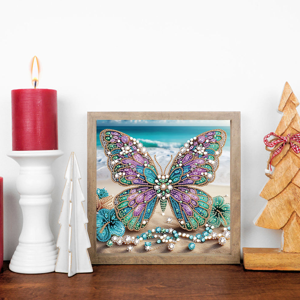 Beach Butterfly - Special Shaped Drill Diamond Painting 30*30CM