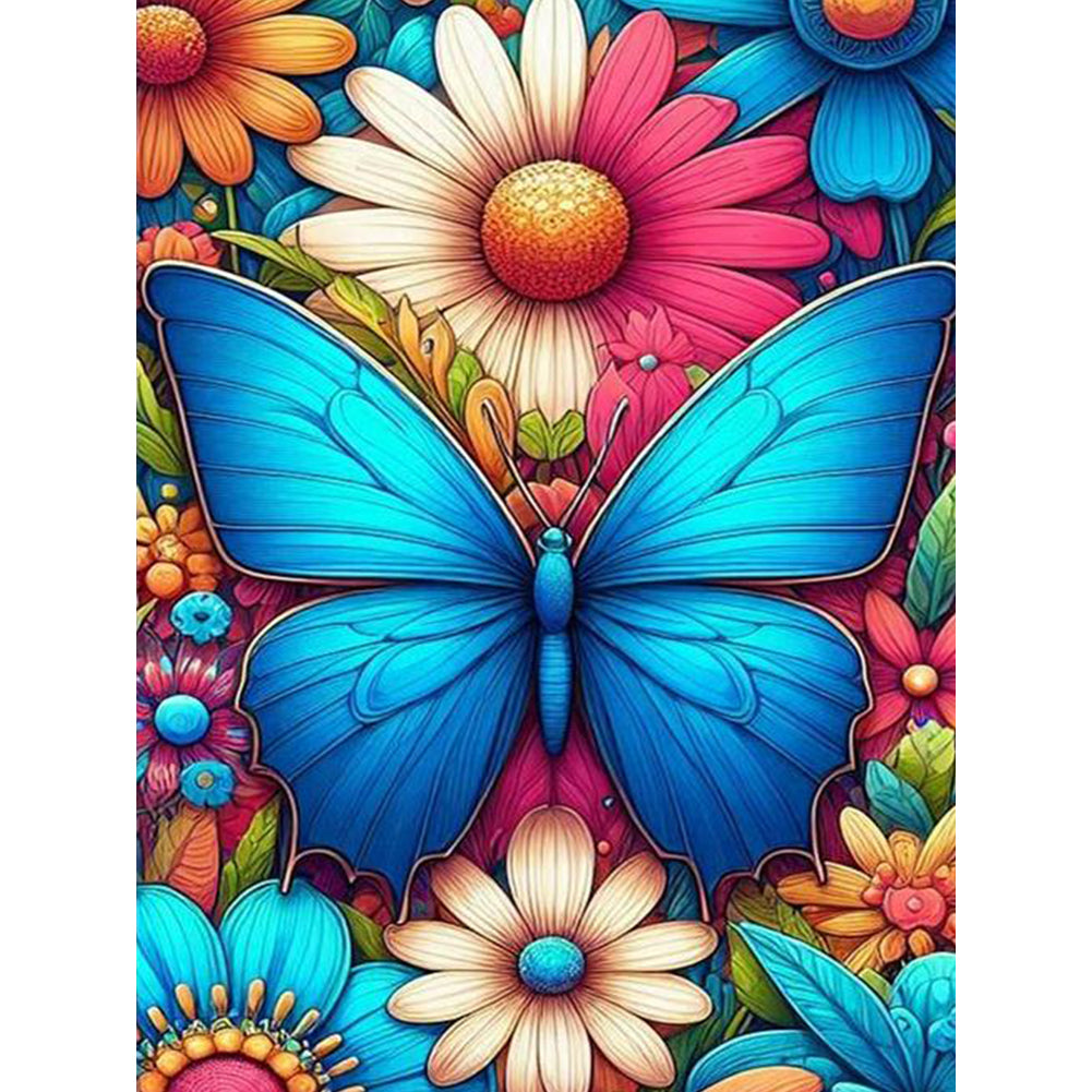 Daisy Butterfly - Full Round Drill Diamond Painting 30*40CM