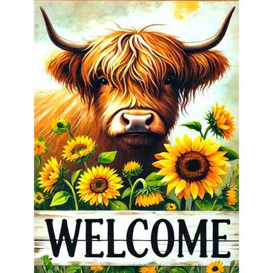 Sunflower Highland Yak - Full Round Drill Diamond Painting 30*40CM