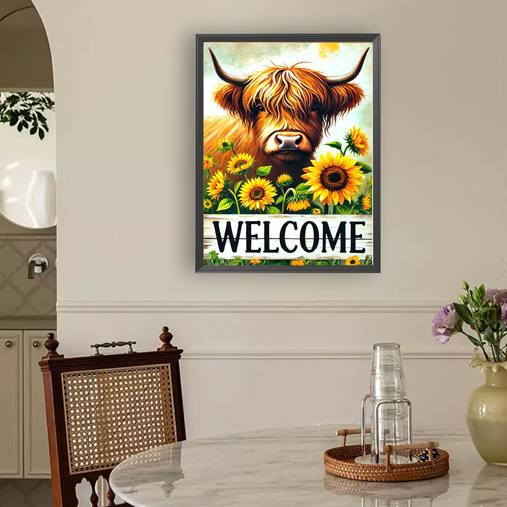 Sunflower Highland Yak - Full Round Drill Diamond Painting 30*40CM