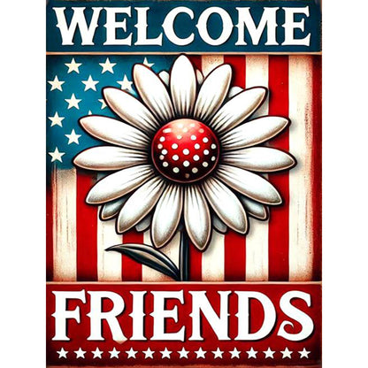 Union Jack Daisy - Full Round Drill Diamond Painting 30*40CM