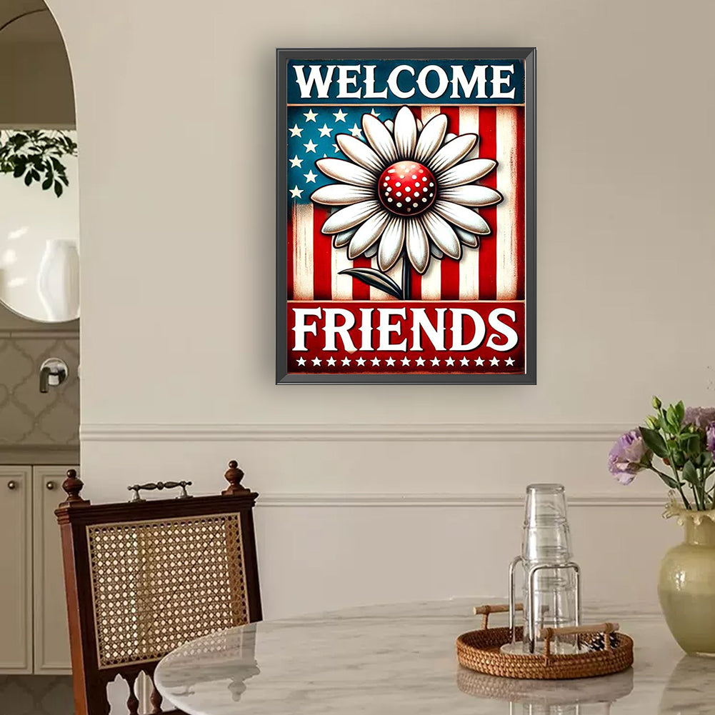 Union Jack Daisy - Full Round Drill Diamond Painting 30*40CM