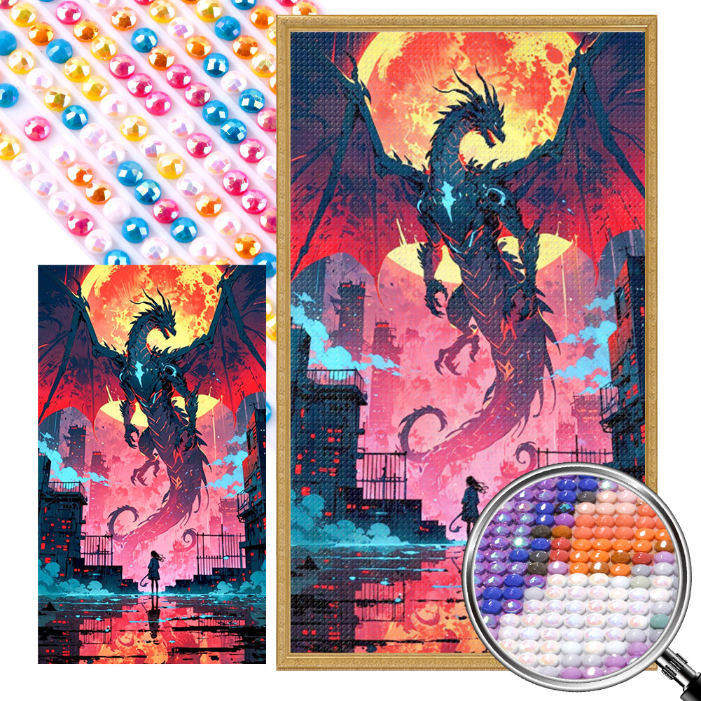 Dragon And Girl - Full AB Round Drill Diamond Painting 40*70CM