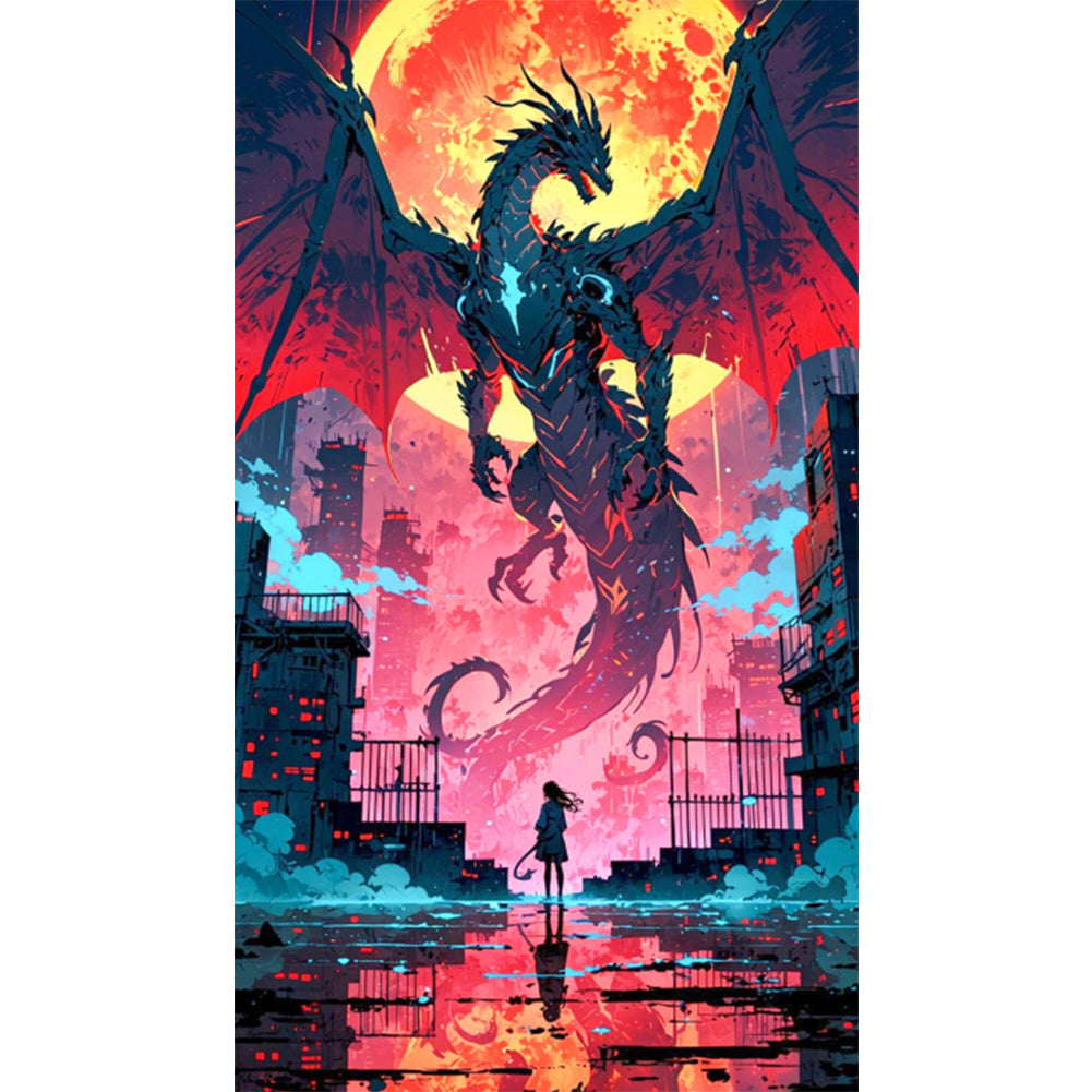 Dragon And Girl - Full AB Round Drill Diamond Painting 40*70CM