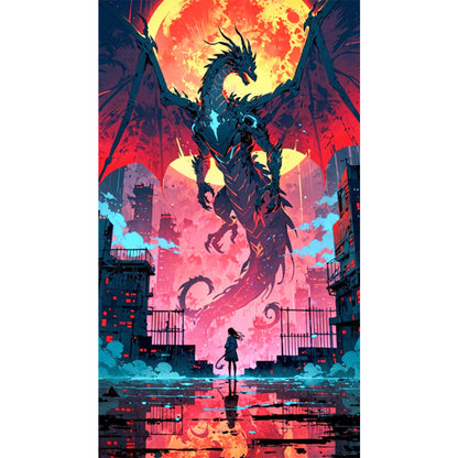 Dragon And Girl - Full AB Round Drill Diamond Painting 40*70CM