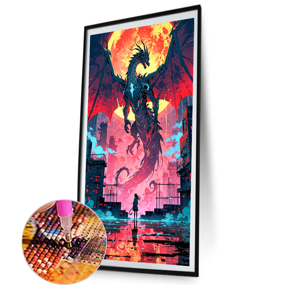 Dragon And Girl - Full AB Round Drill Diamond Painting 40*70CM