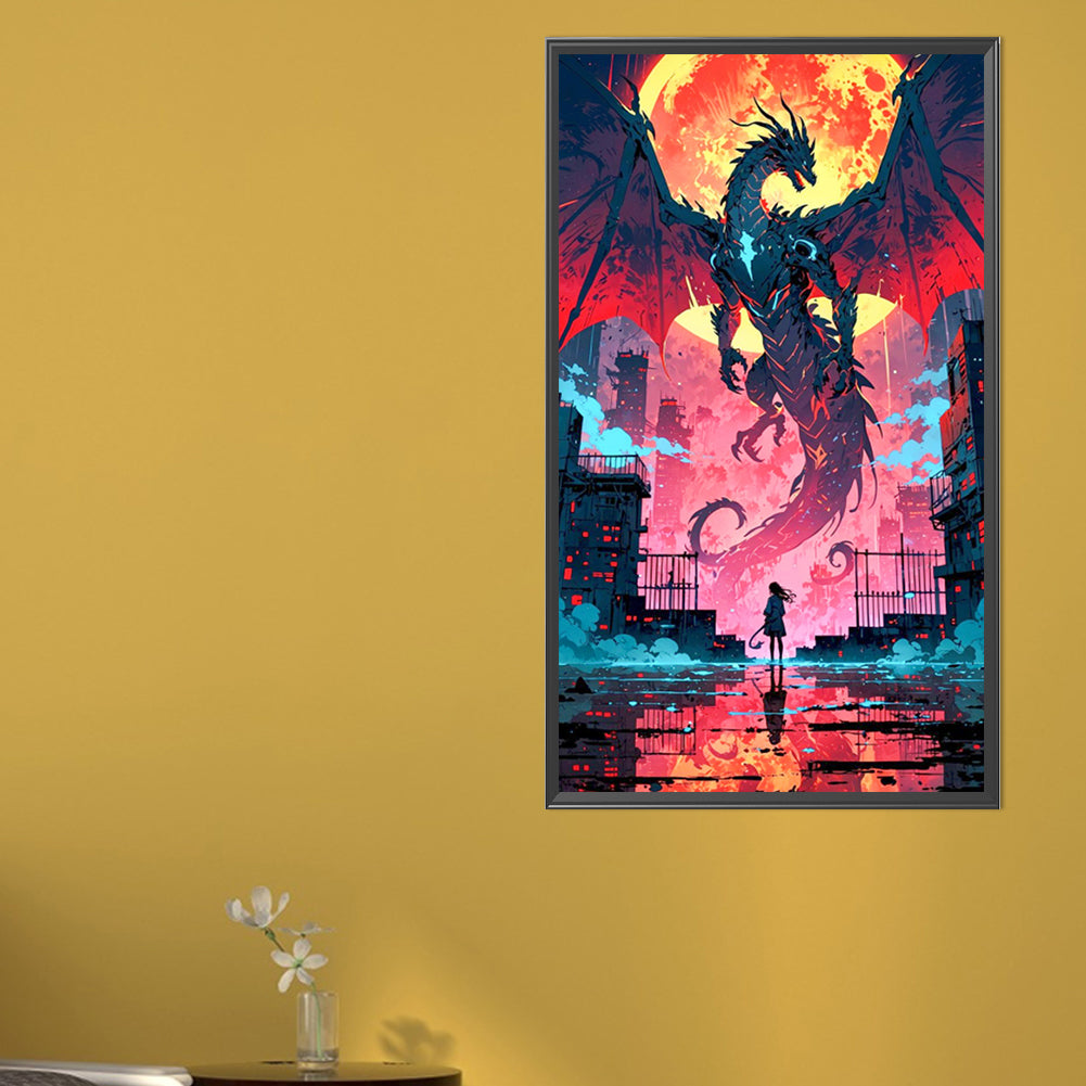 Dragon And Girl - Full AB Round Drill Diamond Painting 40*70CM