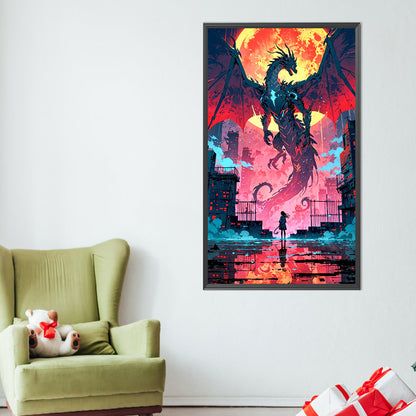 Dragon And Girl - Full AB Round Drill Diamond Painting 40*70CM