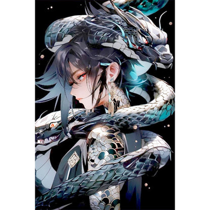 Dragon And Girl - Full AB Round Drill Diamond Painting 40*60CM