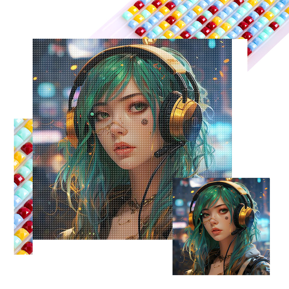 Music Trend Girl - Full Square Drill Diamond Painting 40*40CM