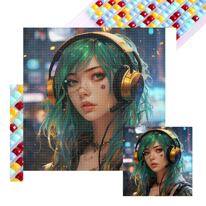 Music Trend Girl - Full Square Drill Diamond Painting 40*40CM