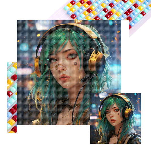 Music Trend Girl - Full Square Drill Diamond Painting 40*40CM