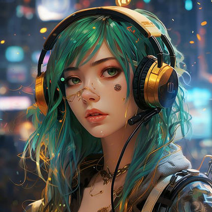 Music Trend Girl - Full Square Drill Diamond Painting 40*40CM