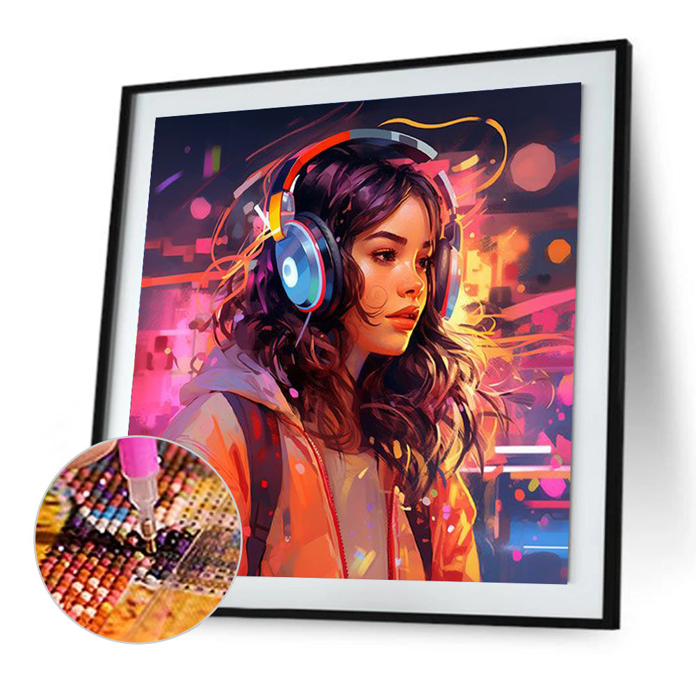 Music Trend Girl - Full Square Drill Diamond Painting 40*40CM