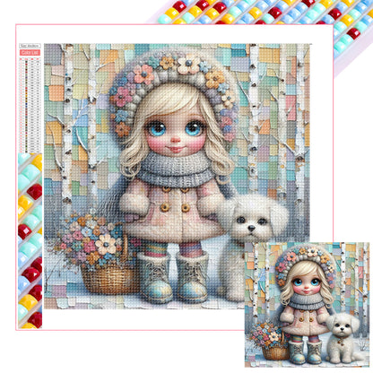 Friendship Between Dog And Little Girl - Full Square Drill Diamond Painting 30*30CM