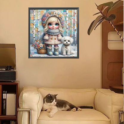 Friendship Between Dog And Little Girl - Full Square Drill Diamond Painting 30*30CM