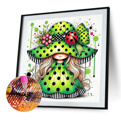 Colorful Ladybug Girl - Full Square Drill Diamond Painting 30*30CM