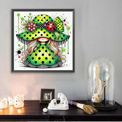 Colorful Ladybug Girl - Full Square Drill Diamond Painting 30*30CM
