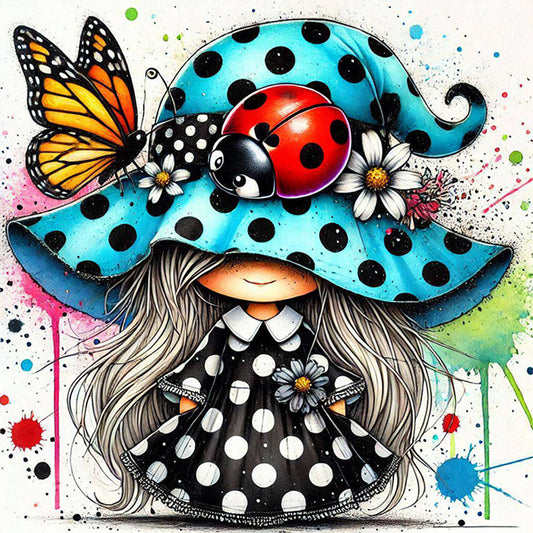 Colorful Ladybug Girl - Full Square Drill Diamond Painting 30*30CM