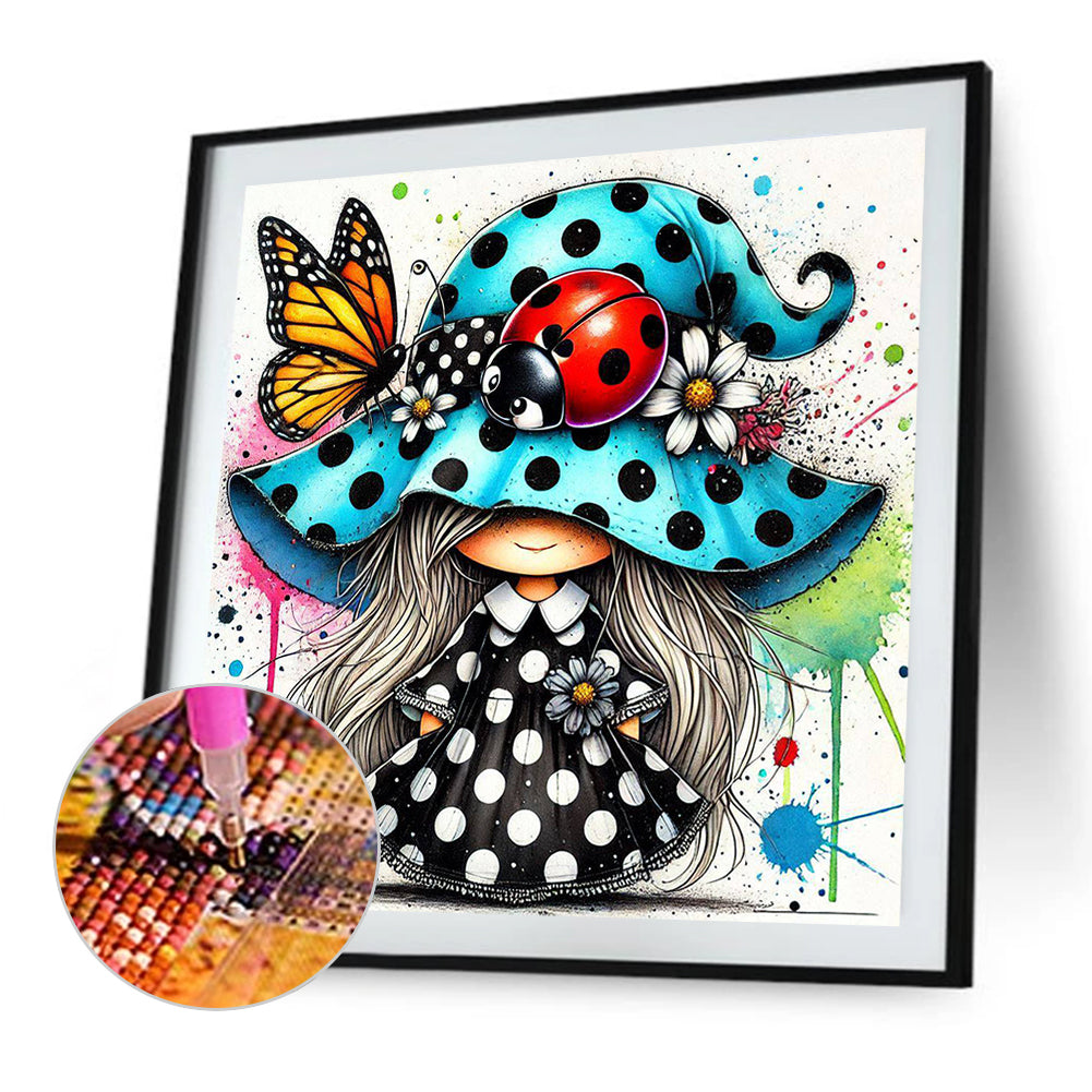 Colorful Ladybug Girl - Full Square Drill Diamond Painting 30*30CM