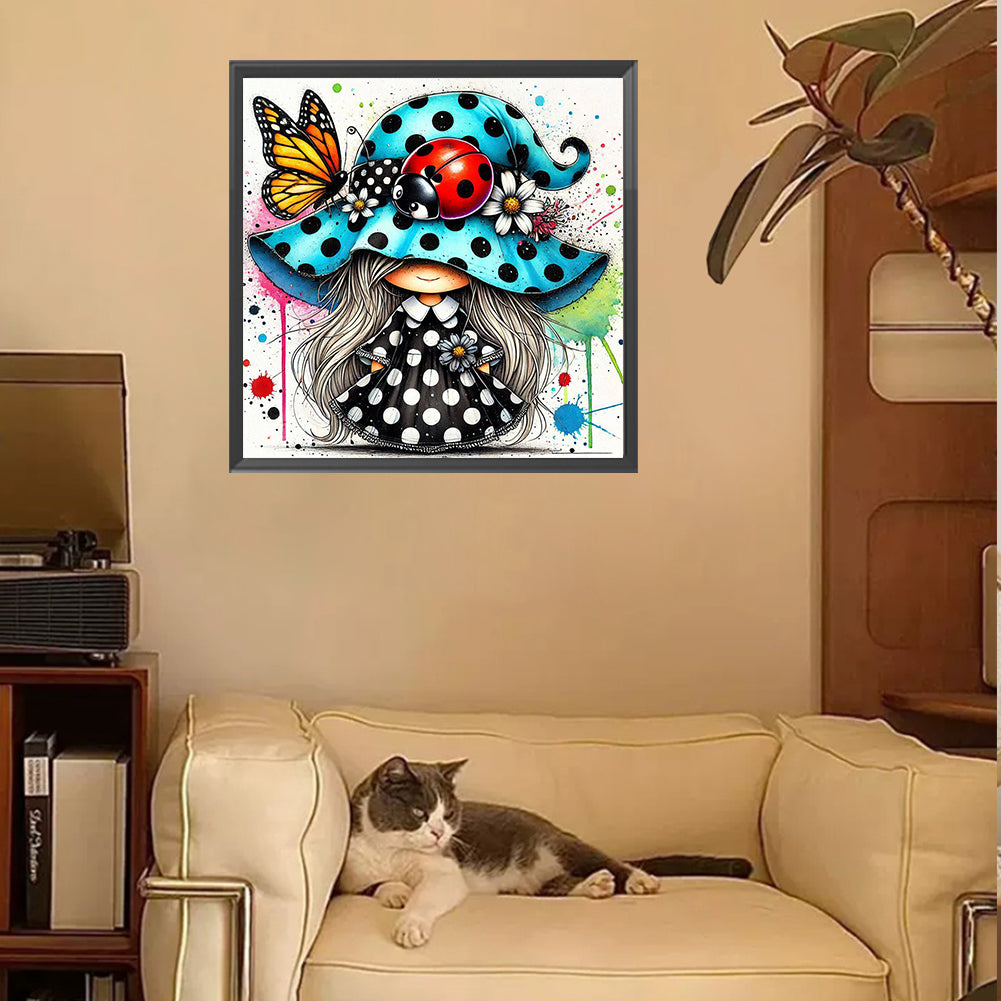 Colorful Ladybug Girl - Full Square Drill Diamond Painting 30*30CM