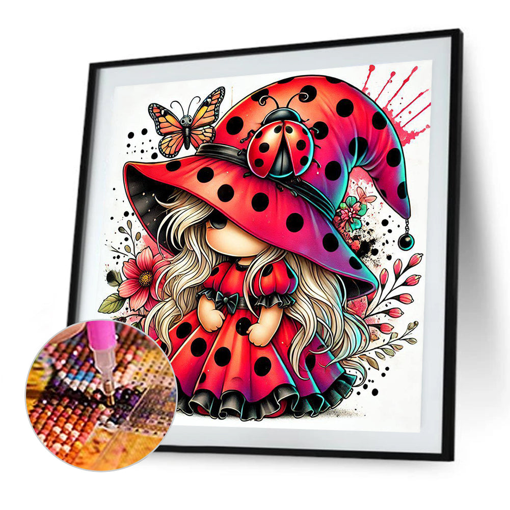 Colorful Ladybug Girl - Full Square Drill Diamond Painting 30*30CM