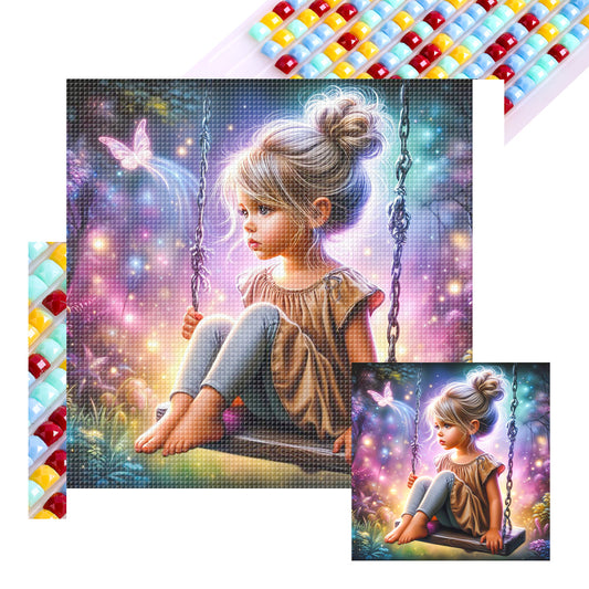 Dream Butterfly Little Girl - Full Square Drill Diamond Painting 40*40CM