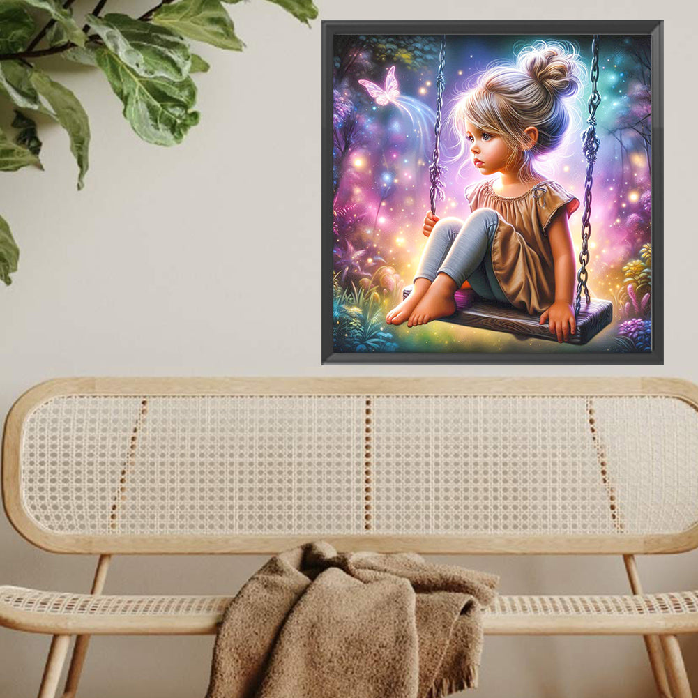 Dream Butterfly Little Girl - Full Square Drill Diamond Painting 40*40CM